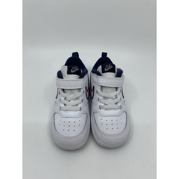 Nike Court Borough Low 2 White/Pink Glaze - Midnight Navy Toddler 6C - Picture 14 of 15